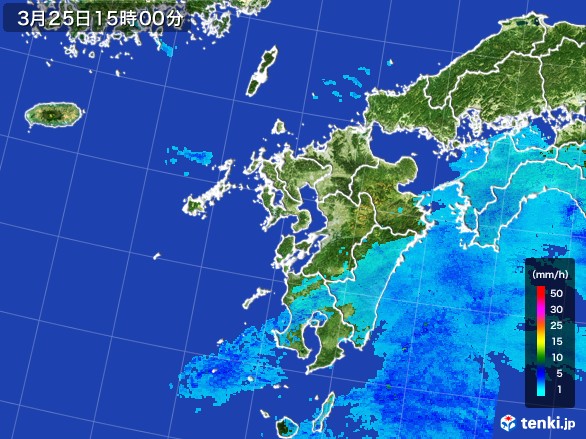九州地方の雨雲レーダー(2017年03月25日)