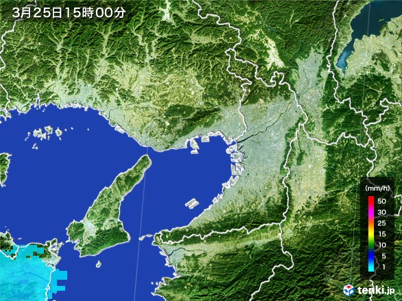 大阪府の雨雲レーダー(2017年03月25日)