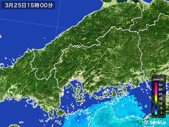 広島県の雨雲レーダー(2017年03月25日)