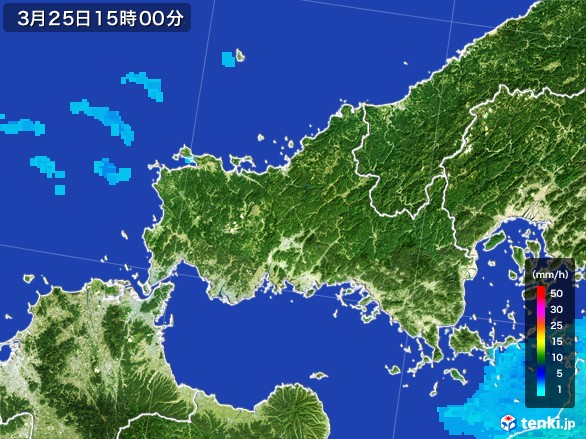 山口県の雨雲レーダー(2017年03月25日)