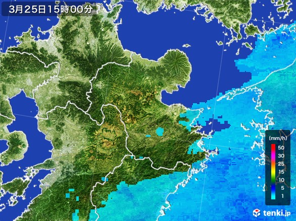 大分県の雨雲レーダー(2017年03月25日)