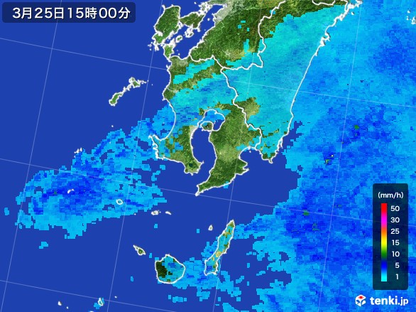 鹿児島県の雨雲レーダー(2017年03月25日)