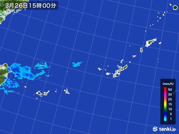 沖縄地方の雨雲レーダー(2017年03月26日)