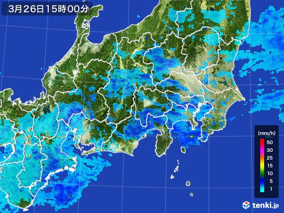関東・甲信地方の雨雲レーダー(2017年03月26日)