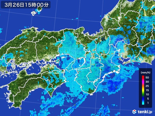 近畿地方の雨雲レーダー(2017年03月26日)