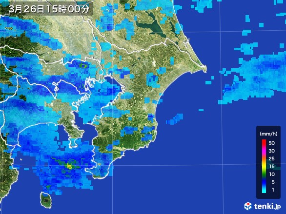 千葉県の雨雲レーダー(2017年03月26日)