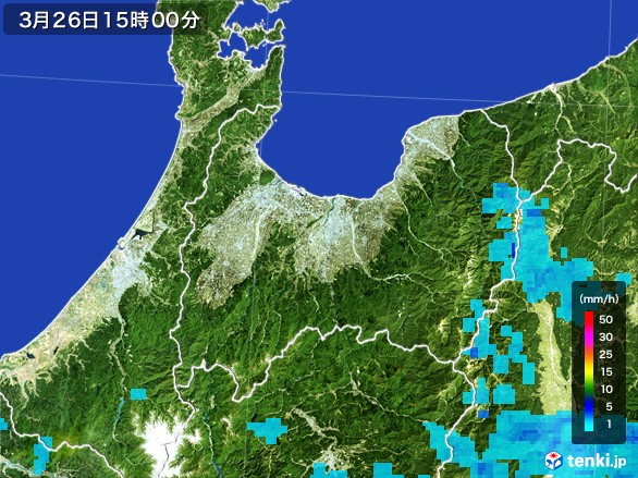 富山県の雨雲レーダー(2017年03月26日)