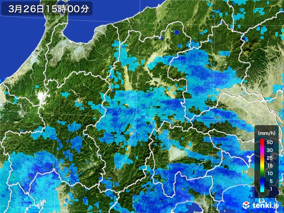 長野県の雨雲レーダー(2017年03月26日)