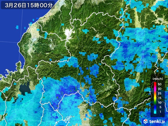 岐阜県の雨雲レーダー(2017年03月26日)
