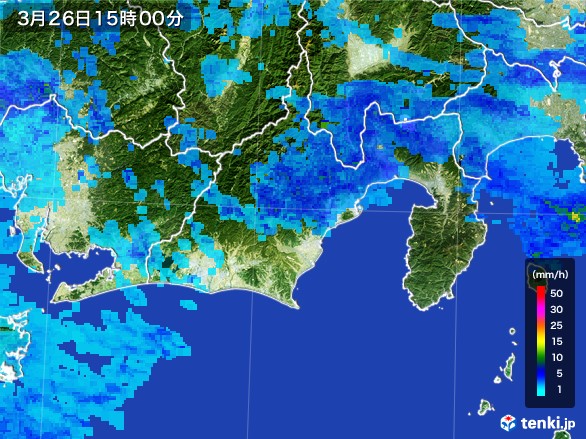 静岡県の雨雲レーダー(2017年03月26日)
