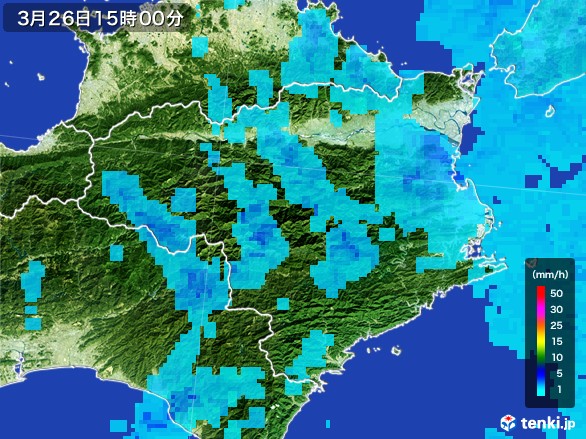 徳島県の雨雲レーダー(2017年03月26日)