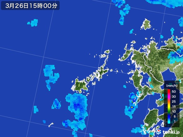 五島列島(長崎県)の雨雲レーダー(2017年03月26日)