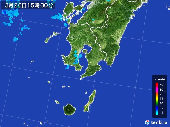 鹿児島県の雨雲レーダー(2017年03月26日)
