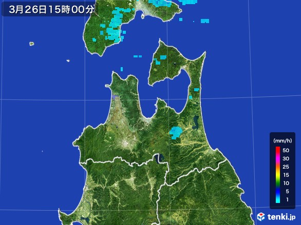 青森県の雨雲レーダー(2017年03月26日)