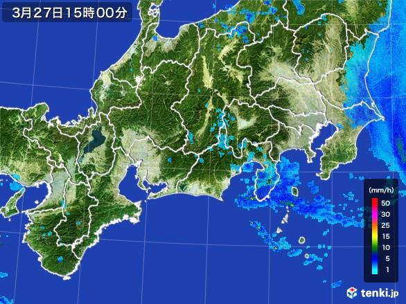 東海地方の雨雲レーダー(2017年03月27日)