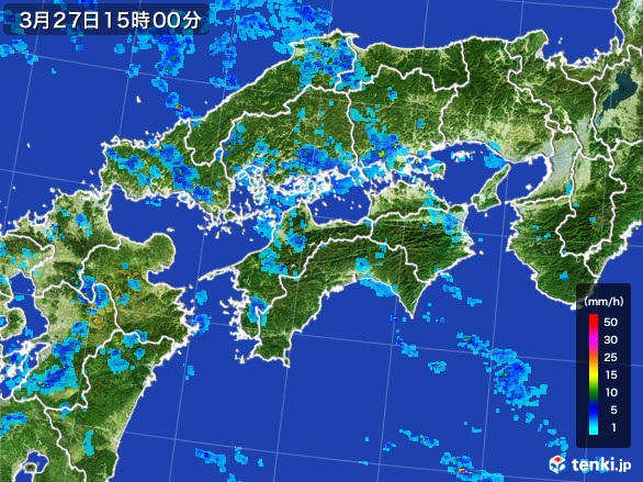 四国地方の雨雲レーダー(2017年03月27日)
