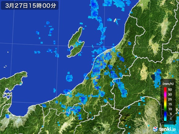 新潟県の雨雲レーダー(2017年03月27日)