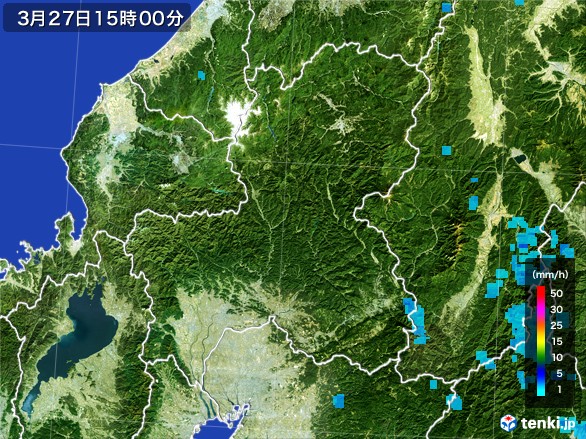 岐阜県の雨雲レーダー(2017年03月27日)