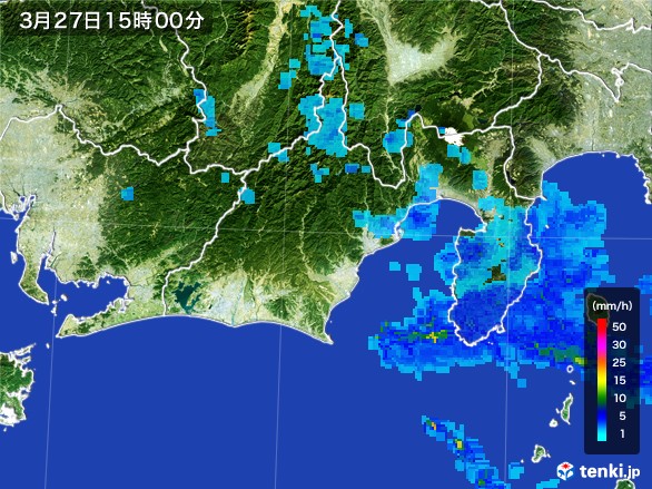 静岡県の雨雲レーダー(2017年03月27日)