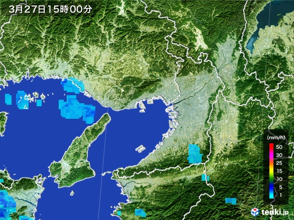 大阪府の雨雲レーダー(2017年03月27日)
