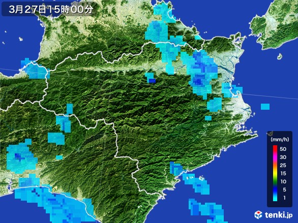 徳島県の雨雲レーダー(2017年03月27日)