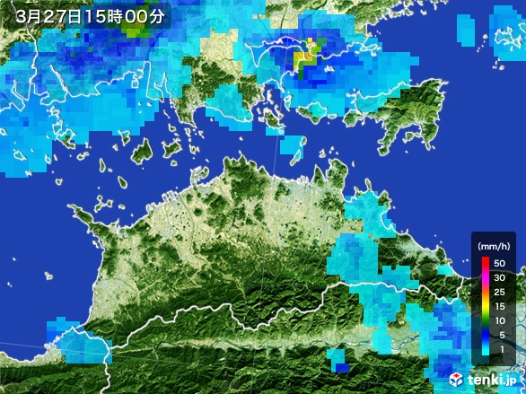 香川県の雨雲レーダー(2017年03月27日)