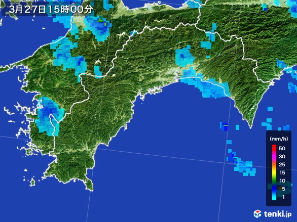 高知県の雨雲レーダー(2017年03月27日)