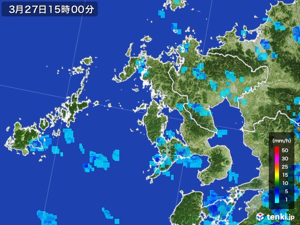 長崎県の雨雲レーダー(2017年03月27日)