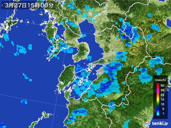 熊本県の雨雲レーダー(2017年03月27日)