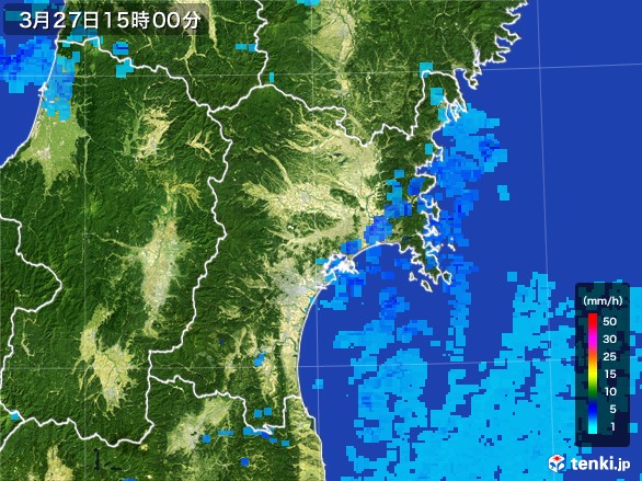 宮城県の雨雲レーダー(2017年03月27日)