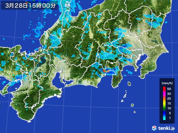 東海地方の雨雲レーダー(2017年03月28日)