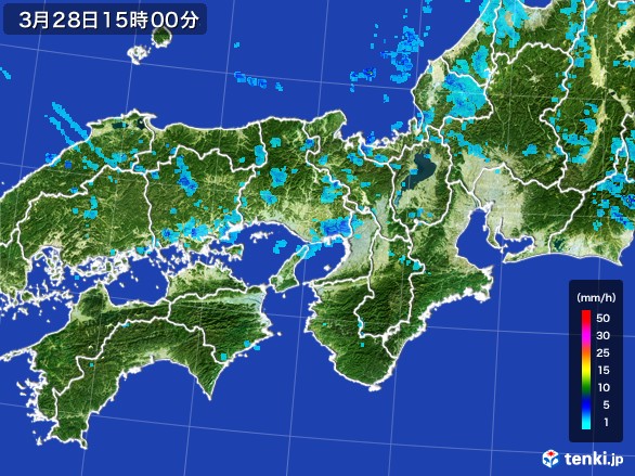 近畿地方の雨雲レーダー(2017年03月28日)