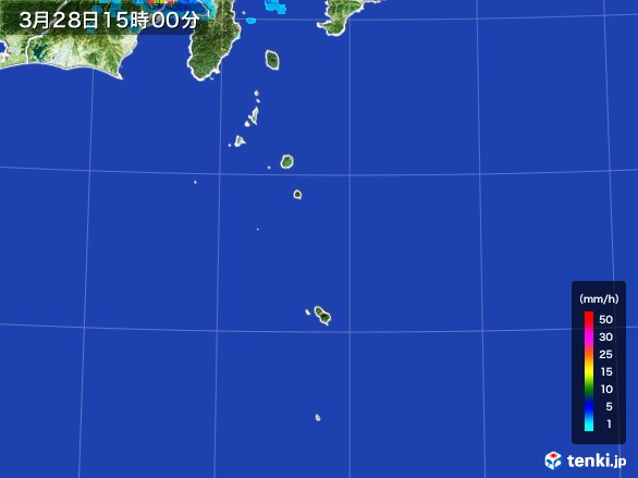 伊豆諸島(東京都)の雨雲レーダー(2017年03月28日)