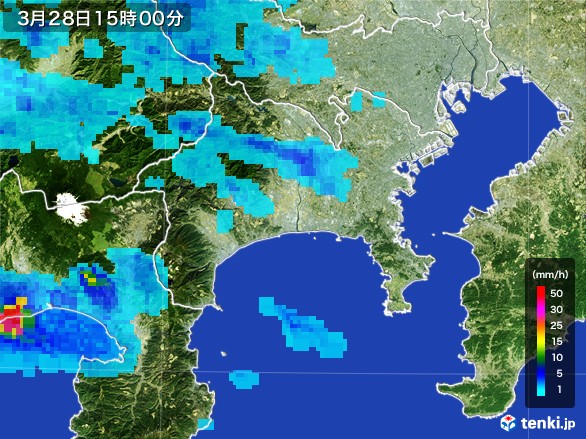 神奈川県の雨雲レーダー(2017年03月28日)