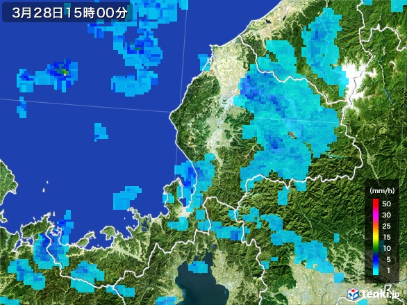 福井県の雨雲レーダー(2017年03月28日)