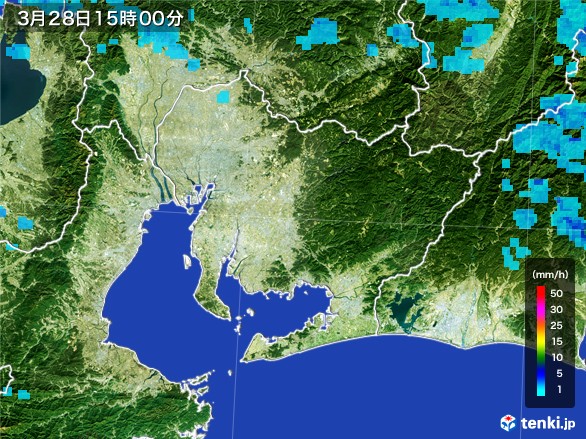 愛知県の雨雲レーダー(2017年03月28日)