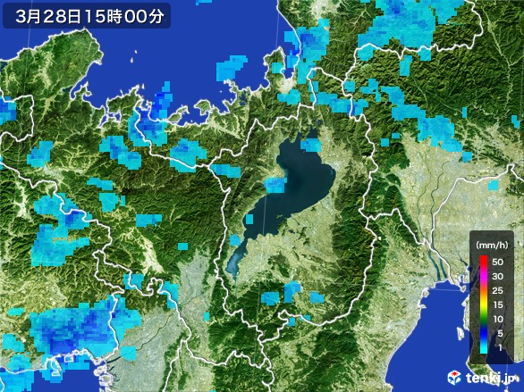 滋賀県の雨雲レーダー(2017年03月28日)