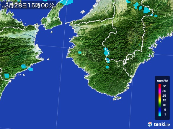 和歌山県の雨雲レーダー(2017年03月28日)