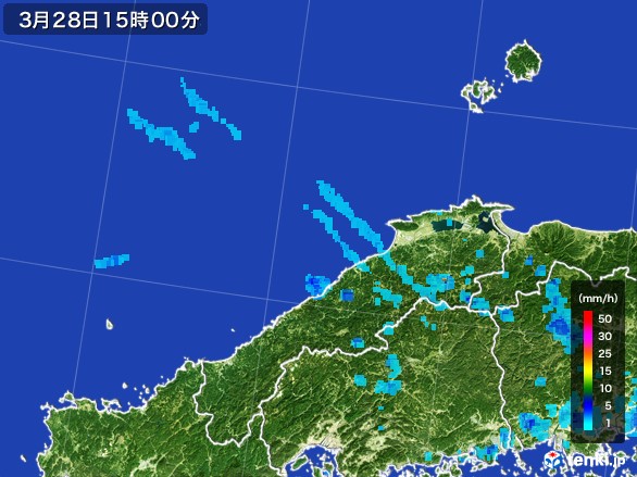 島根県の雨雲レーダー(2017年03月28日)