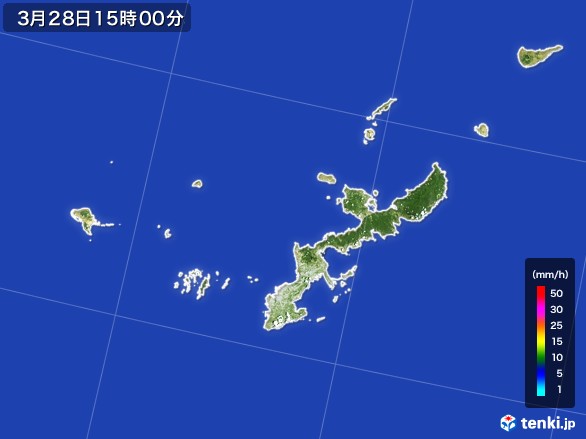 沖縄県の雨雲レーダー(2017年03月28日)