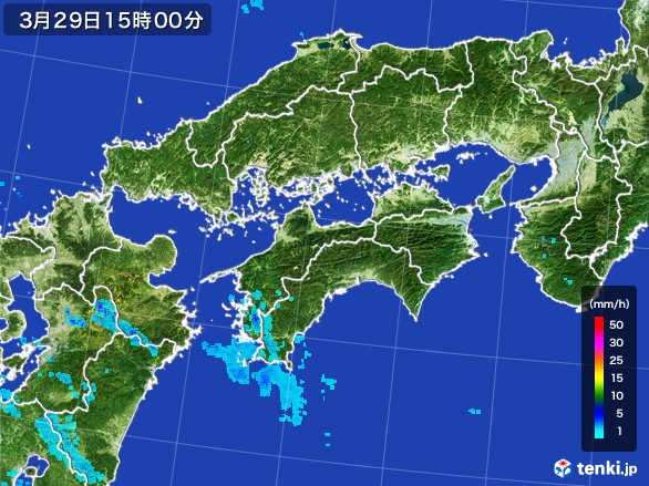 四国地方の雨雲レーダー(2017年03月29日)