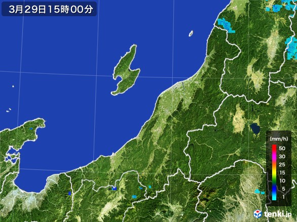 新潟県の雨雲レーダー(2017年03月29日)