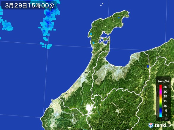石川県の雨雲レーダー(2017年03月29日)