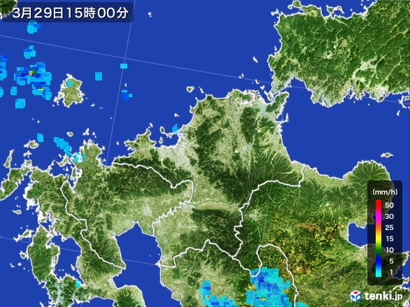 福岡県の雨雲レーダー(2017年03月29日)