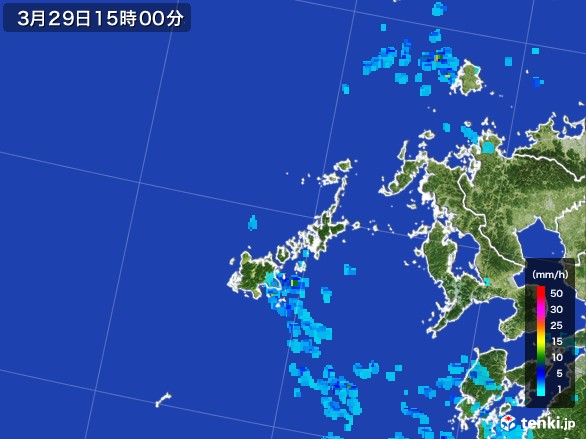 五島列島(長崎県)の雨雲レーダー(2017年03月29日)