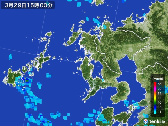 長崎県の雨雲レーダー(2017年03月29日)