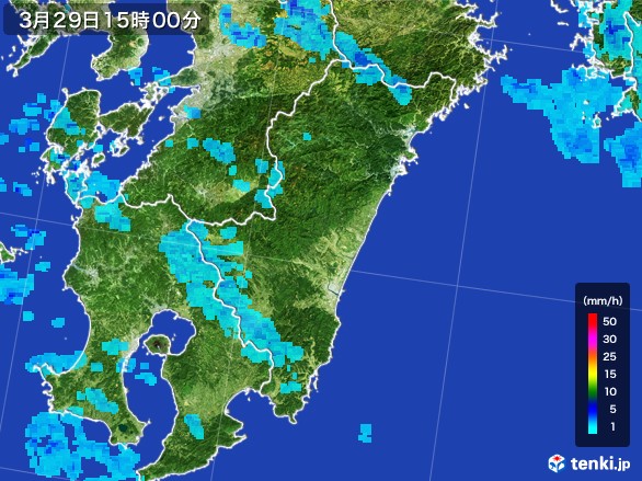 宮崎県の雨雲レーダー(2017年03月29日)
