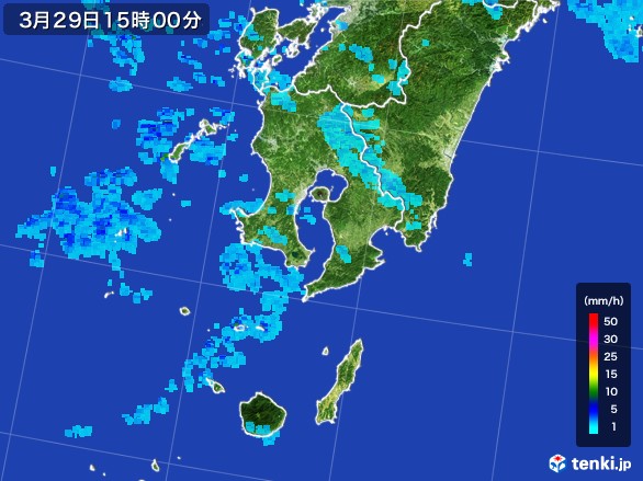 鹿児島県の雨雲レーダー(2017年03月29日)