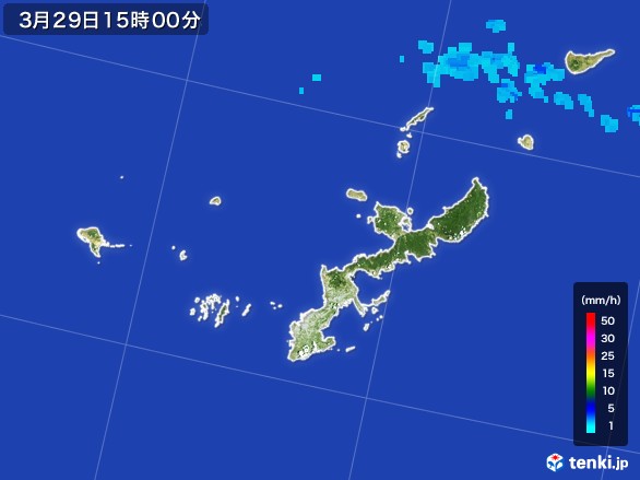 沖縄県の雨雲レーダー(2017年03月29日)