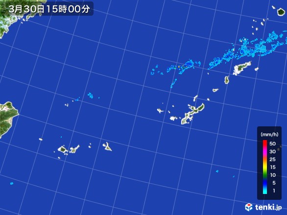 沖縄地方の雨雲レーダー(2017年03月30日)